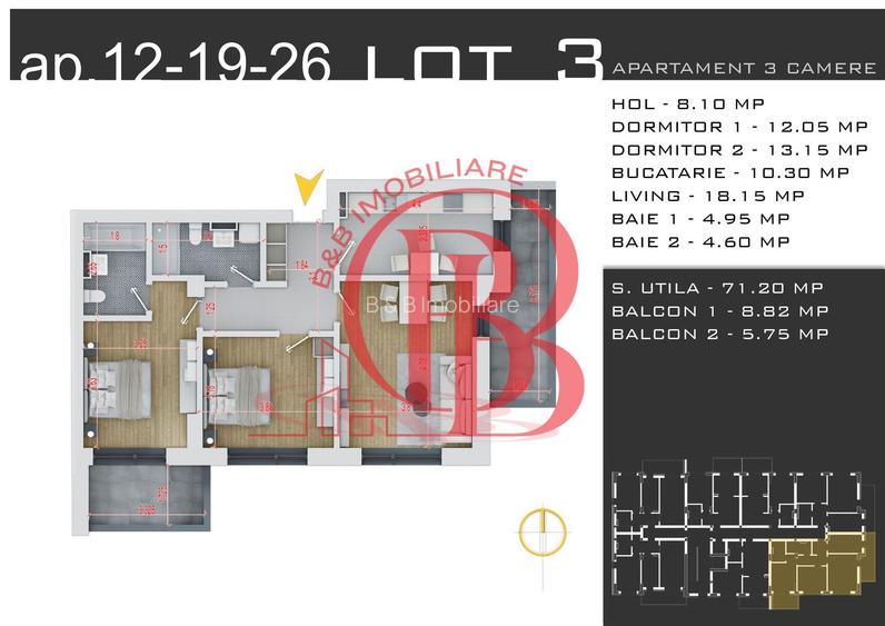 Apartament 3 camere-Promotie Parcare-Theodor Pallady - 1