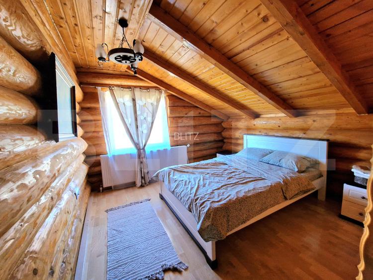  Cabana din lemn rotund, 140 mp utili, 1000mp teren – zona turistica Marisel - 11