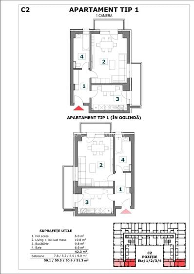 Apartament NOU 51 mp, incalzire pardoseala, parcare subterana, Bucium - Visan - 3