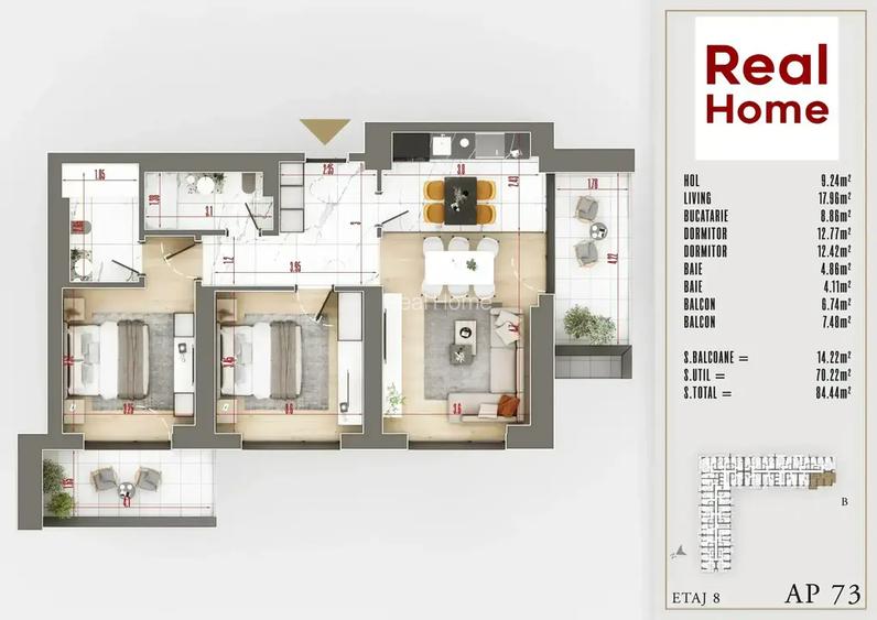 3 Camere Premium Izolatie Fonica Th. Pallady STB 8 Minute Predare 2025 - 2