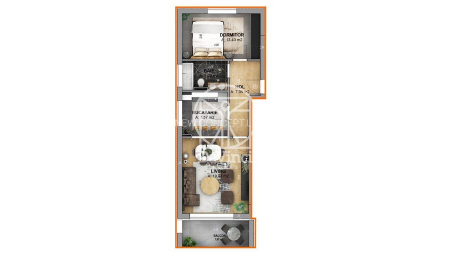 Apartament 2 camere, 52.26 mpu mobilat si utilat - intabulat - 6