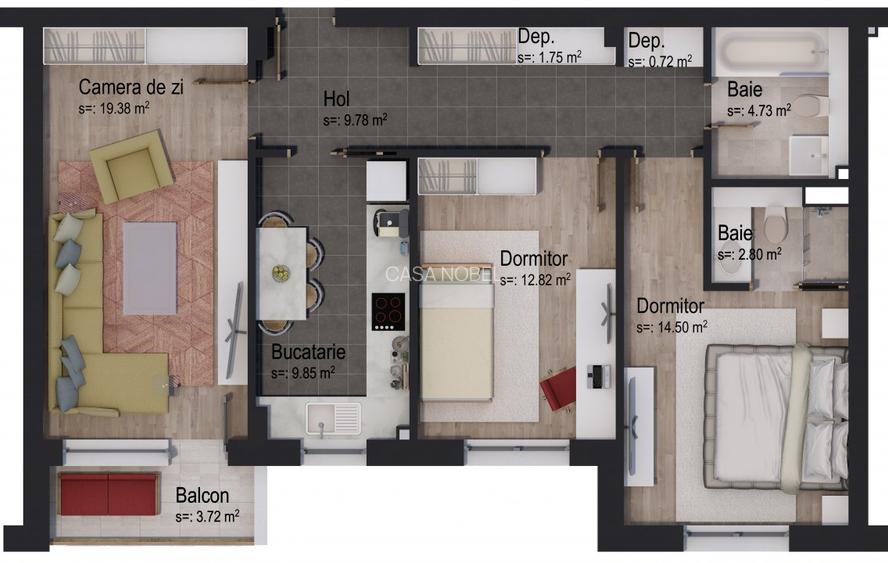 Apartament 3 camere în clădire cu 4 etaje - PREDARE 2026 - 1
