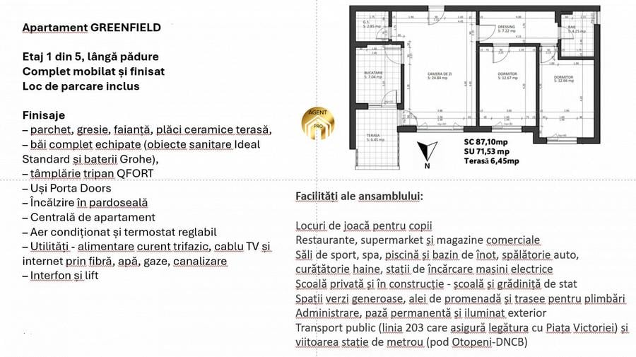 Apartament 3 camere Mobilat si Utilat - Greenfield Baneasa - 19