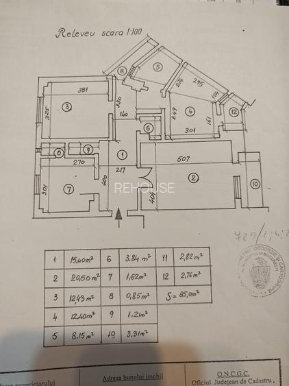 Băneasa Herăstrău, 86mp, 4/7, 2 bai, dec., 1983, pe sud, 3 balcoane - 1