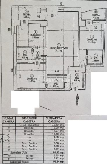 4 camere Titan dec.,centrală, inst. schimb., et. 1, an 2010, 91 mp - 9