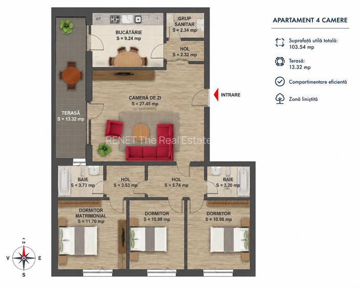 Greenfield Residence – Platanilor Apartament 4 camere 102 mp total 2 locuri de p - 22