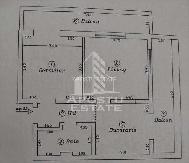 Apartament cu 2 camere mobilat si utilat, decomandat in Giroc. - 1