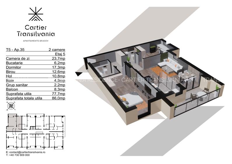 TRANSILVANIA RESIDENCE-CARTIER TRANSILVANIA, APARTAMENT  2 CAMERE PANOURI SOLARE - 13
