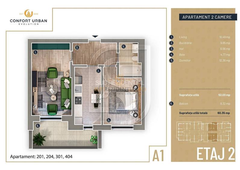 Oferta! Apartament 2 camere, decomandat, spatios, finisaje moderne, S5 - 1