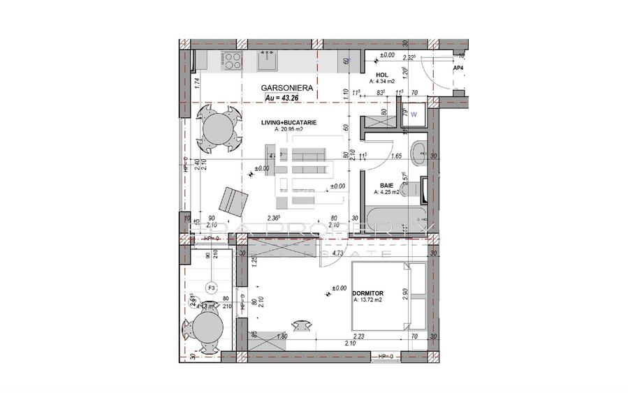 Apartament 2 camere, 43.26 mp, aer conditionat – DaVinci Homes, Sibiu - 1