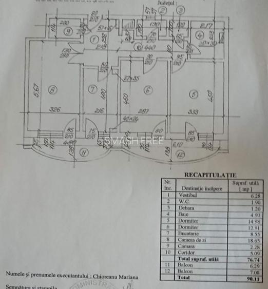 Apartament cu 3 camere 90,11 mp, bloc 1996 - Unirii - 13