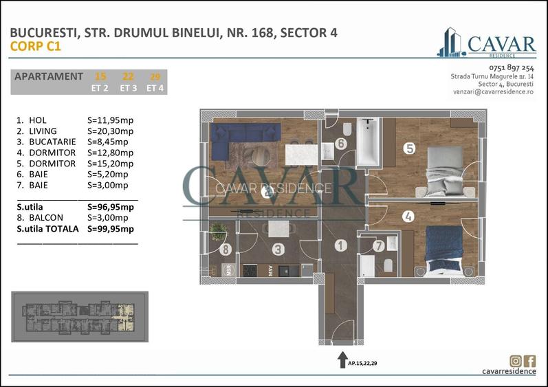 3 Camere 2 Bai Proiect Nou Cavar Residence Finisaje Premium - 8