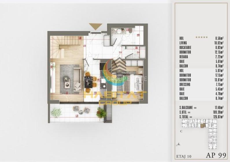 4 camere Pallady nou duplex 127 mp PREMIUM Parcul Teilor - 6