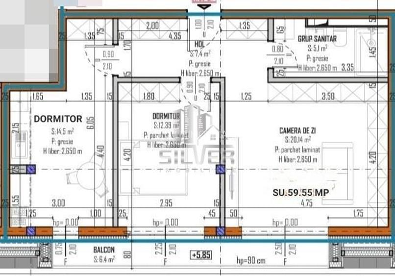 Apartament cu 3 camere/59.55mp/zona strazii Galaxiei. - 2