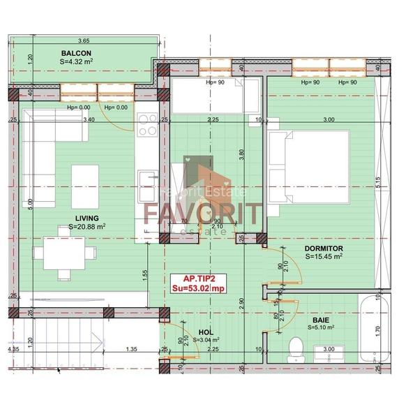 Disponibil imediat. 2 camere modificat in 2 dormitoare si zona de zi - 1