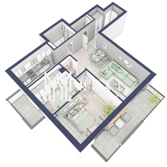 Apartament 3 camere | Balcoane 16.1 mp | Etaj 2 | Turnisor - 3