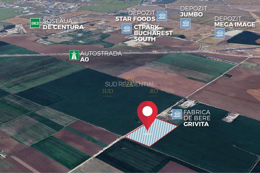 Teren generos in Sudul Capitalei, 25.000 mp, langa Berceni si nod rutier A0 - 4