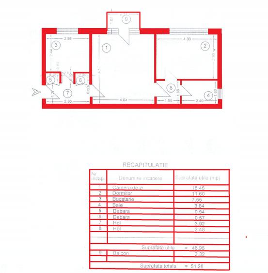 2 cam, etaj 1, 51 mp, fara imbunatatiri, Aleea Rozelor - 2