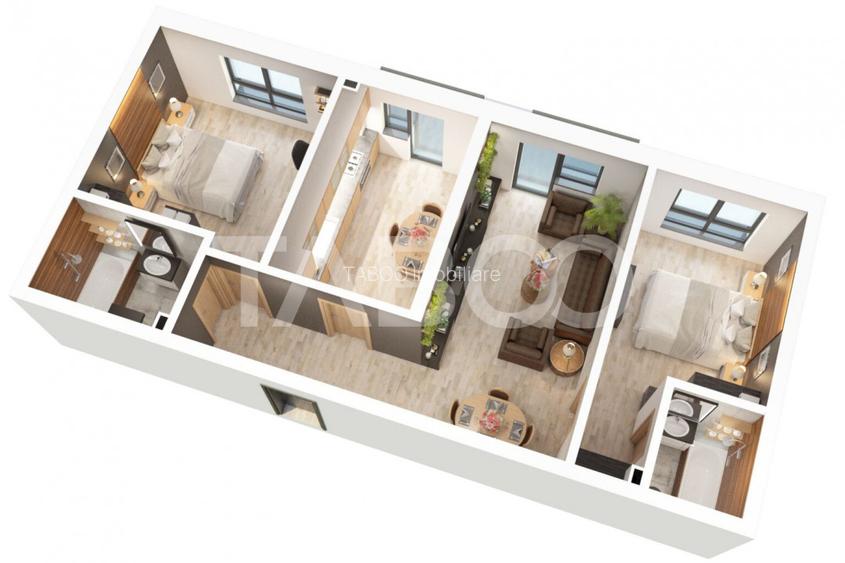 Apartament 3 camere 2 bai balcon parcare privata Doamna Stanca Sibiu - 2