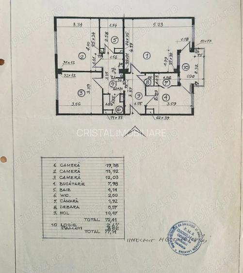 Apartament 3 camere de vanzare decomandat 77.14 mp, zona Drumul Sării - 2