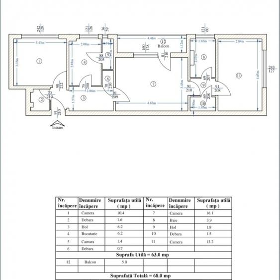 Etaj 1-Tatarasi Dispecer-3 Camere Semidecomandat 68mp-bloc fara risc - 2
