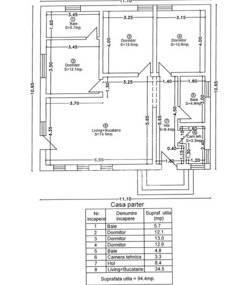 Casa individuala mobilata, pe parter, 4 camere si 2 bai,  Sag - 16