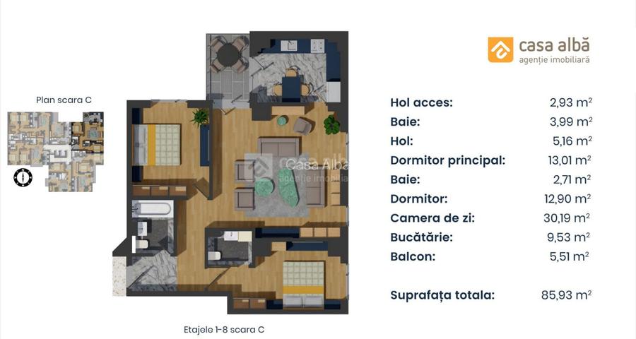 PROIECT NOU | apartament 3 camere LA CHEIE | Pacurari - Alpha Bank - 10