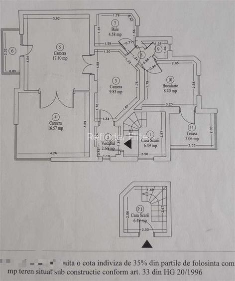 Vanzare apartament 3 camere in vila + 35% cota indiviza din partile comune | Tin - 10