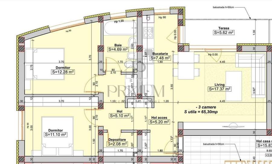 BRAYTIM - 3 CAMERE - INCALZIRE PARDOSEALA - CLIMA - ETAJ 2 - LOC PARCARE - 8