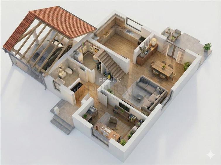 Casa individuala - carport - 2 fronturi stradale - 5 camere - 7