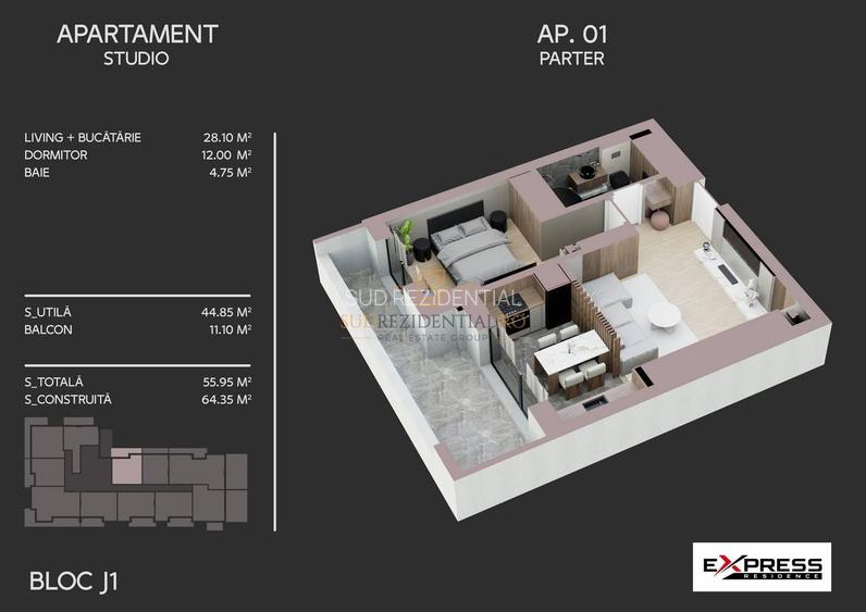 Apartament modern cu 2 camere de vanzare, bloc nou, zona Metalurgiei - 1