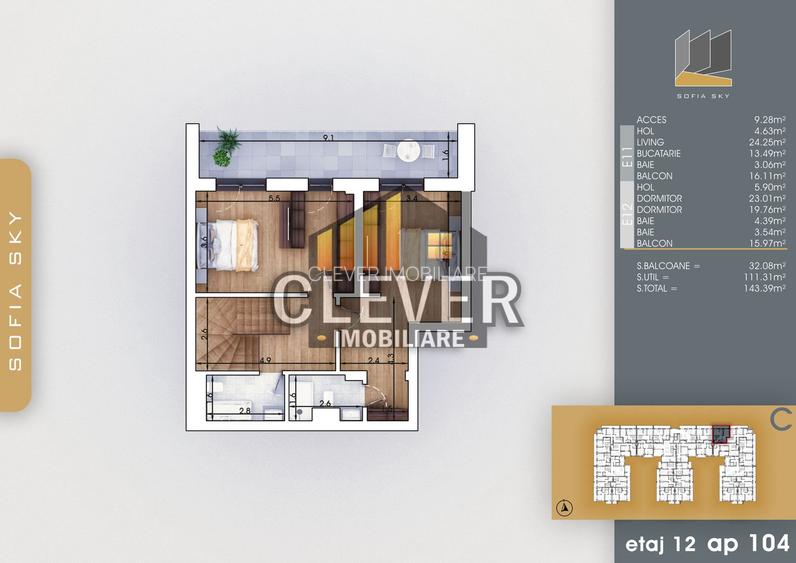 Apartament 3 camere tip Duplex, Pallady - 700m Metrou Teclu - 2