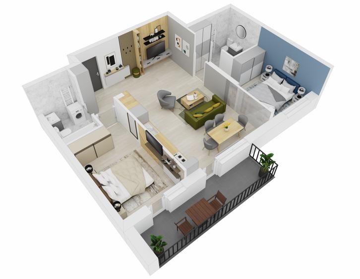 Apartament 3 camere 66,66 mp + balcon 9 mp Cartier Doamna Stanca - intabulat