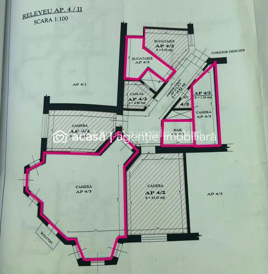 Apartament ultracentral cu 2 camere neamenajat Comision 0 - 9