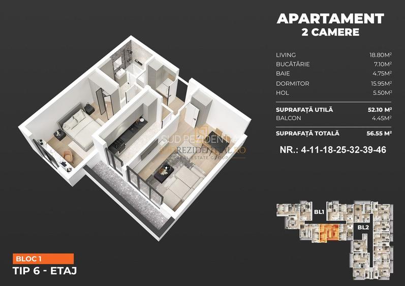 Apartament cu 2 camere, langa metrou Berceni, finisaje moderne - 1