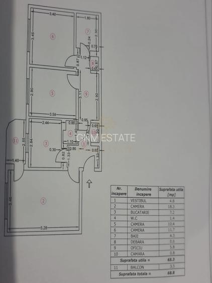 3 Camere Et.1/4 An constructie 1981 Zona Apusului - 12