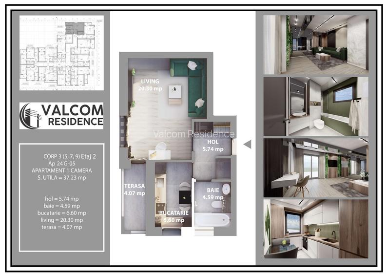 Valcom Residence Bartolomeu, Garsoniera, terasa 4.07 mp, Comision 0% - 5