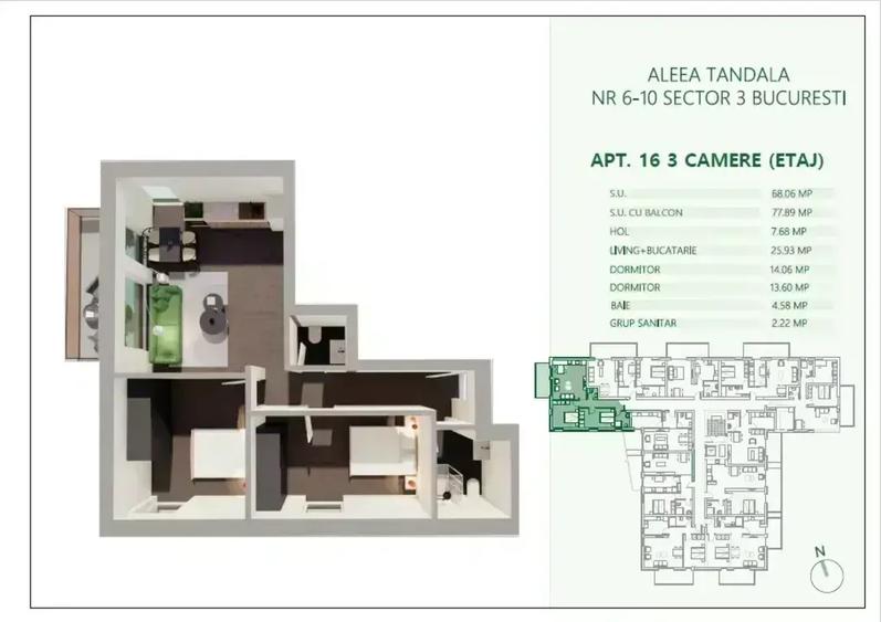 Apartament 3 camere Decomandat | 500 m Metrou Mihai Bravu | Comision 0 - 15