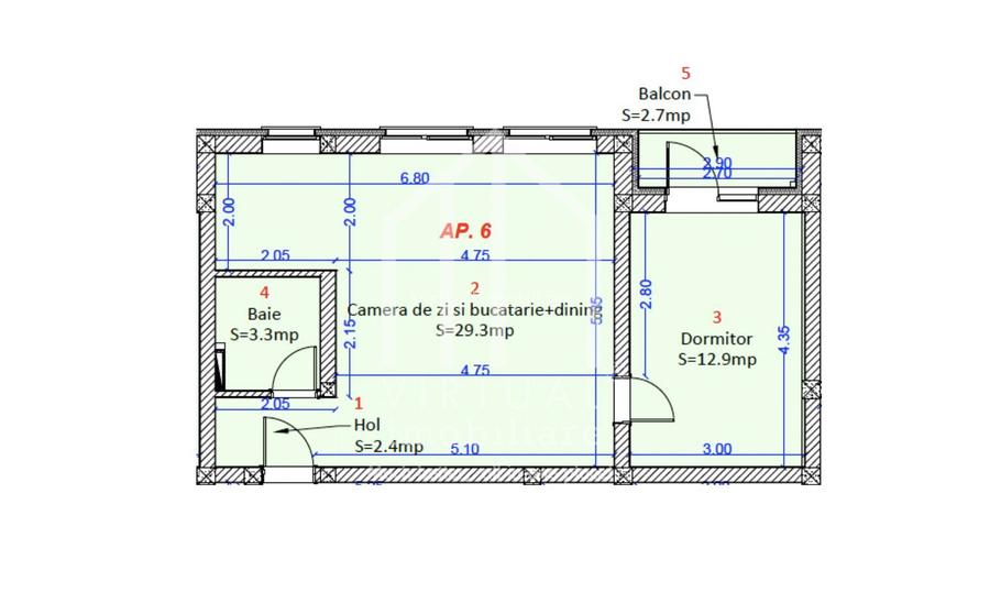 Apartament cu 2 camere, 48mp utili, etaj 1/2, parcare privata,Selimbar - 2