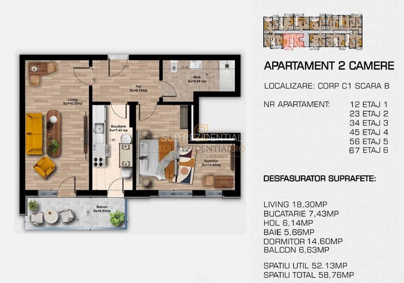 Apartament nou cu 2 camere, decomandat, aproape de metrou Berceni - 1