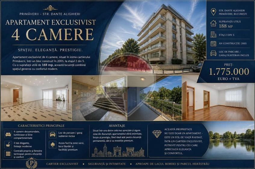 Apartament de 4 camere Primăverii /finisaje premium/ vedere Lac Bordei