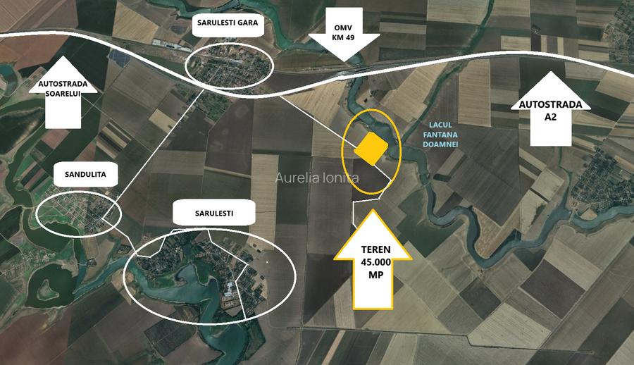 Proprietar - Teren 45.000 mp Sarulesti - Gara - pe malul lacului