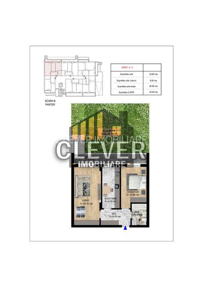 Apartament 2 camere, Curte 52 mp | Pallady | Comision 0%