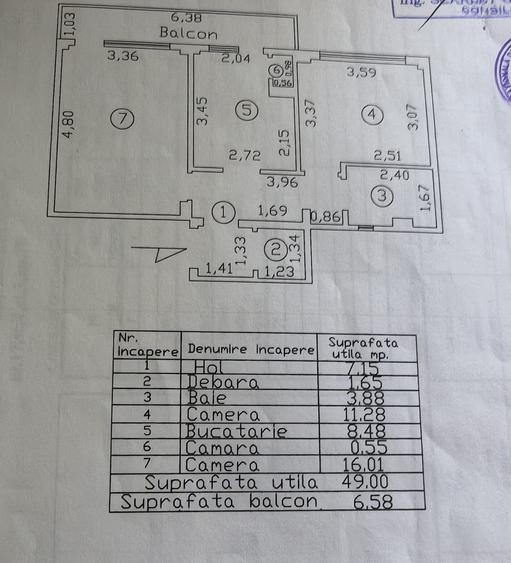 Apartament 2 camere decomandat, zona Vidin, etaj 3.