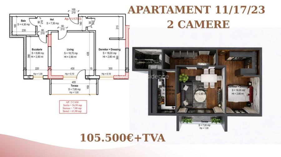 APARTAMENT 2 CAMERE NEW GEA RESIDENCE IKEA PALLADY DIRECT DEZVOLTATOR - 10