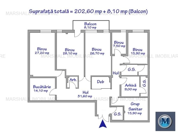 Spatiu birouri de vanzare, zona Albert, 210.70 mp #16648