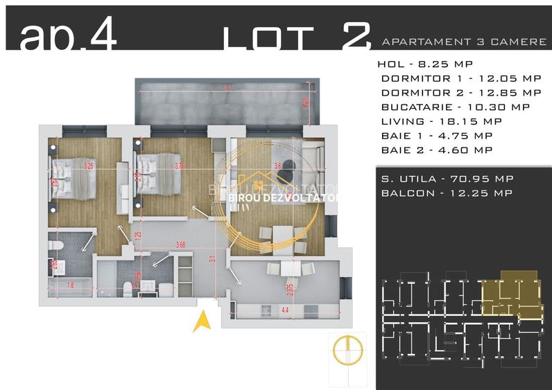 Decomandat Ansamblu modern 2 bai Parcare inclusa Pallady metrou Teclu - 3