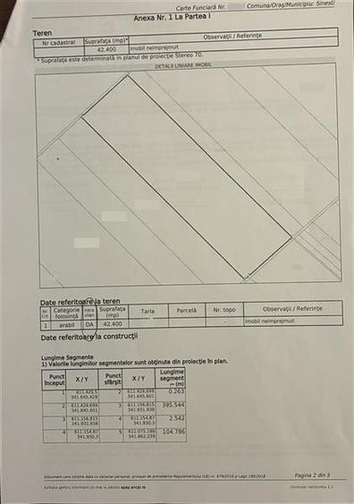 Pachet 3 terenuri intravilane Sinesti 12 euro mp