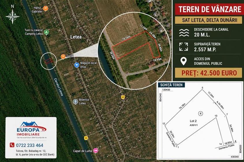 Teren cu deschidere la canal în Letea – 2.557 mp | Delta Dunării |