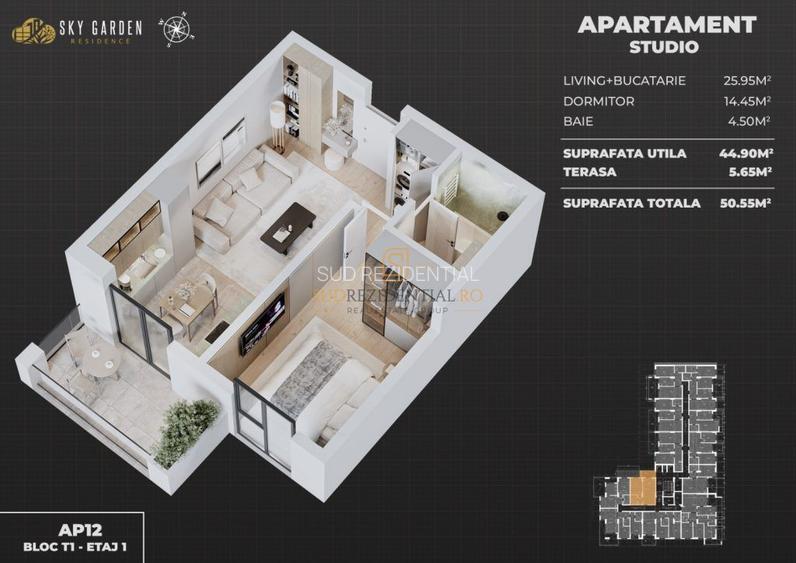 Apartament modern compartimentat, 2 camere, piscina privata, Popesti - 1